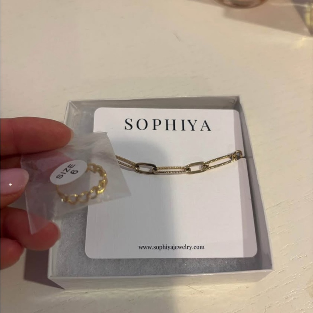 Gold Chain Bracelet and Ring Set